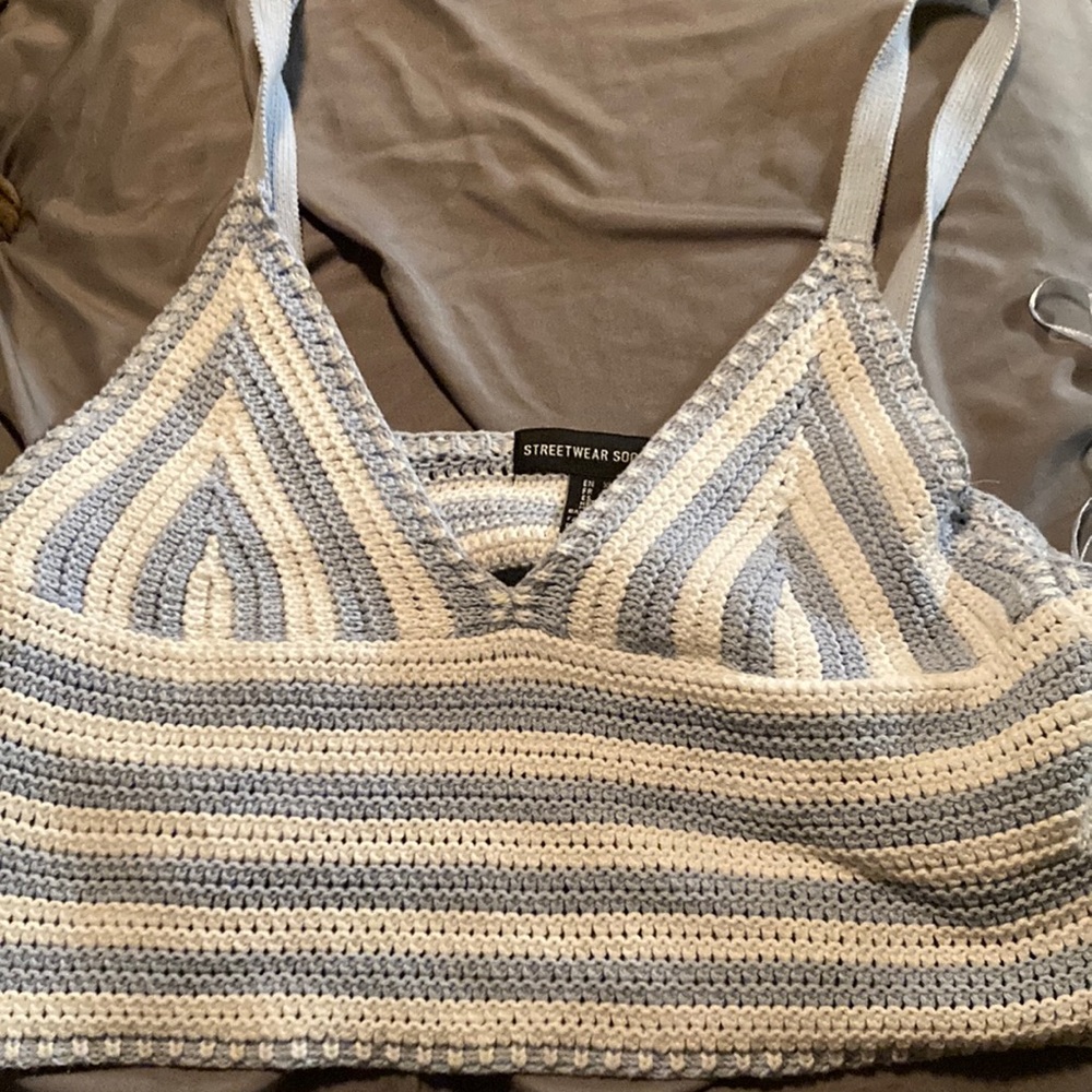 Blue and white knitted shirt